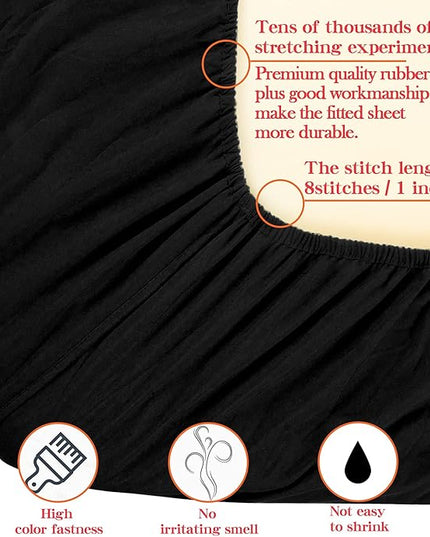 NTBAY Toddler Bedding Set - 4 Piece Soft and Breathable Crib Bedding Set for Boys and Girls, Includes Quilted Comforter, Fitted Sheet, Flat Top Sheet and Envelope Pillowcase, Black