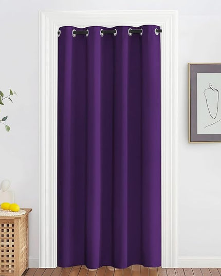 NICETOWN Blackout Doorway Curtain Drape 78 inch Long - Grommet Noise Reducing Thermal Insulated Solid Modern Window Treatments for Bedroom Closet (1 Panel, 52 x 78 Inch, Royal Purple)