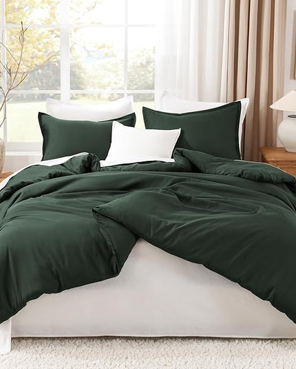 Litanika Forest Green Comforters Oversized King Size, 3 Pieces Lightweight Solid Bedding Comforter Set, All Season Fluffy Bed Set (120x98In Comforter & 2 Pillowcases)