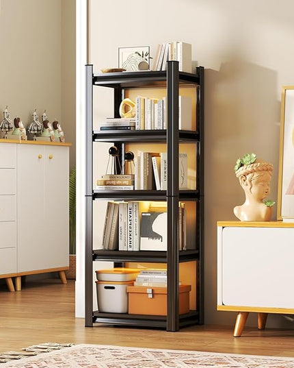 63''Storage Shelves, Garage Metal Shelving Unit, Adjustable, Double-Layer Column with Reinforced Ribs, Heavy-Duty, Capable of Bearing 3000 lbs, Suitable for Garage, Warehouse, Kitchen Storage