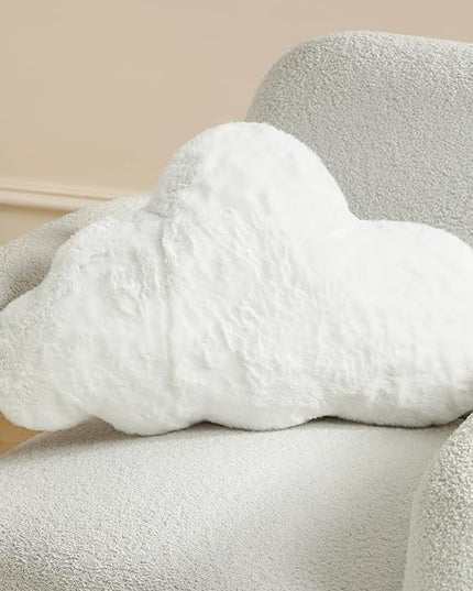 YRXRUS Cloud Pillows, White Cloud Shaped Pillow, Decorative Throw Pillow Gifts, Cute Plush Room Decor, Fluffy Faux Rabbit Fur 9.5"x16" Pillows for Living Bedroom Kids Room