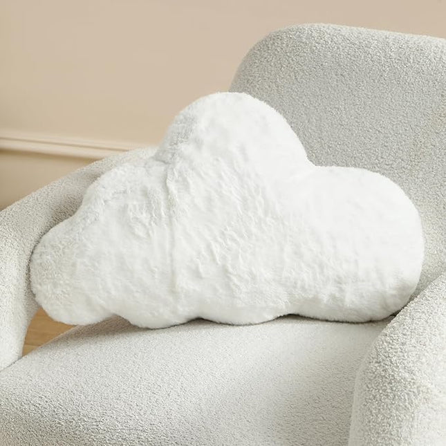 YRXRUS Cloud Pillows, White Cloud Shaped Pillow, Decorative Throw Pillow Gifts, Cute Plush Room Decor, Fluffy Faux Rabbit Fur 13"x21" Pillows for Living Bedroom Kids Room