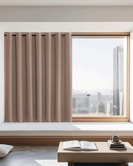 NICETOWN Blackout Curtains 72 inches Long, Grommet Privacy Window Treatment Thermal Insulated Room Darkening Sliding Glass Door Drape for Bedroom Living Room, 1 Panel, W100 x L72, Cappuccino