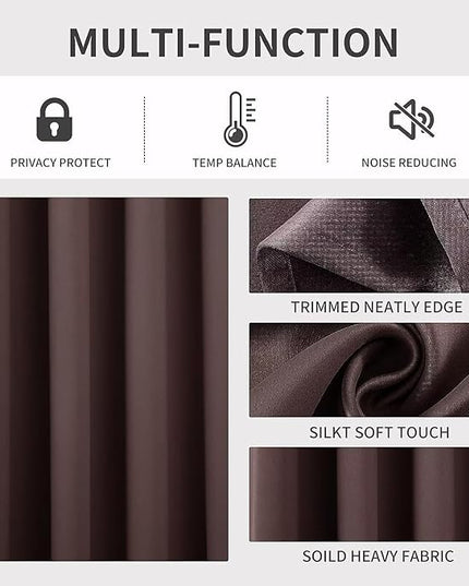 Joydeco Chocolate Custom Solid Single Blackout Curtain for Bedroom and Living Room, Grommet Thermal Insulated Room Darkening Curtain 1 Panel (Custom Size,Chocolate)
