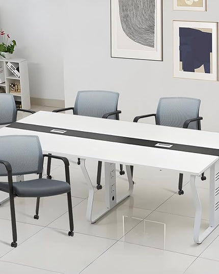 CLATINA Grey Waiting Room Chair with Wheels Mesh Back Stacking Arm Chairs with Upholstered Fabric Seat and Ergonomic Lumbar Support for Office School Church Guest Reception