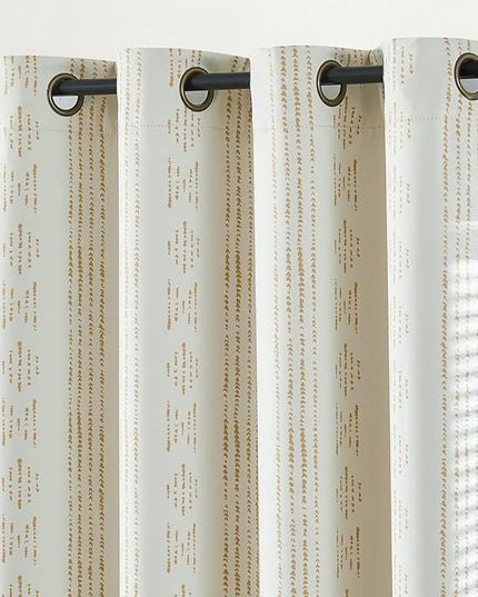 jinchan 95% Blackout Boho Curtains 108 Inch Longes for Bedroom Beige Geometric Printed Grommet Top Room Darkening Thermal Insulated Window Drapes 2 Panels