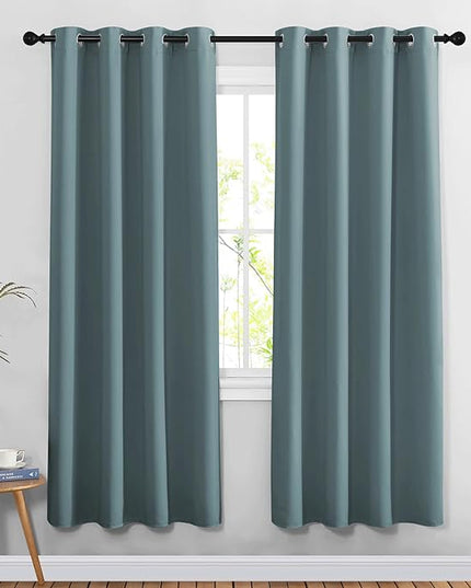 NICETOWN Greyish Blue Doorway Curtains for Bedroom 78 inch Length, Grommet Privacy Light & Sound Reducing Room Darkening Window Treatments for Living Room, 2 Panels, W52 x L78