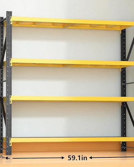 torage Shelves,Garage Shelving Heavy Duty Metal Adjustable Garage Shelves, Shelving Units Industrial Shelving for Warehouse (Yellow and Black, W59.1*D19.7*H78.7)