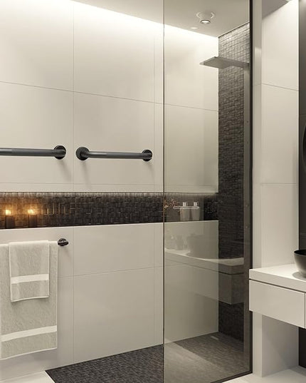 Shower Grab Bar, 2 Pack 12 Inch Gray Bathroom Grab Bar, 1.25" Diameter 304 Stainless Steel Anti-Slip Grab Bars for Bathtubs and Showers, Handicap Shower Grab Bar for Seniors Elderly