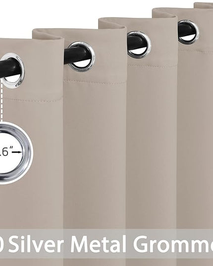 Yakamok Blackout Curtains Room Darkening Thermal Insulated Window Panels,Solid Grommet Top Drapes for Bedroom/Living Room(62Wx63L, Natural, 2 Panels)