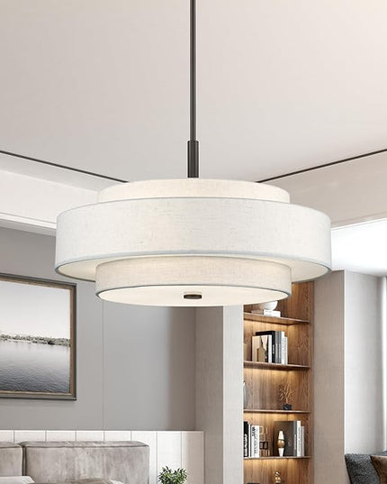 Livex Lighting Fabric Shade 52138-92 Meridian 5 Light English Bronze Pendant