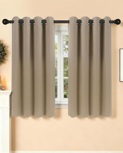 Room Darkening Curtains 54 Inch Length for Bedroom Living Room, Insulated Thermal Grommet Curtain Drapes, Blackout(60-90%,Not 100%) Window Treatment Decor, 2 Panels, 52x54, Taupe