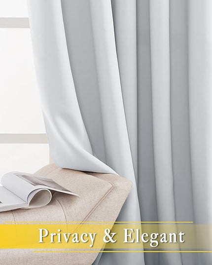 NICETOWN Greyish White Sliding Door Curtain 118 inch Length, Grommet Room Darkening Thermal Curtain Extra Long Sound Dampening for Living Room/Bedroom, W80 x L118, 1 Panel