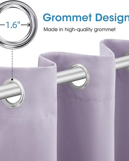 HOMEIDEAS Lilac Blackout Curtains for Bedroom 52 X 96 Inch Length 2 Panels Set Room Darkening Bedroom Curtains, Soundproof Thermal Grommet Window Curtains for Living Room for Christmas