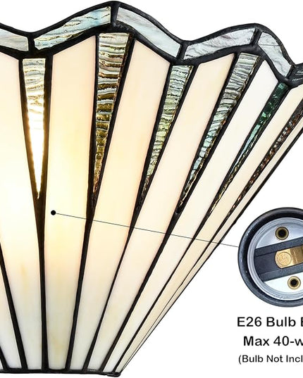 Tiffany Style Wall Sconce 12.2-Inch Stained Glass Wall Light Fixture, Mission Tiffany Sconces Wall Lighting 1-Light Stained Glass Wall Sconce Decor for Bedroom Hallway Stairway Bathroom Home