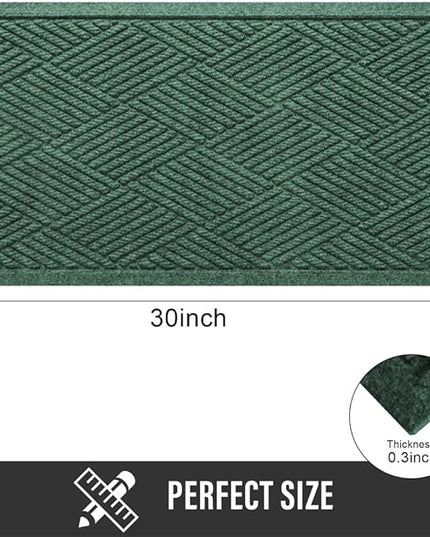 Sturdy Front Door Mat, Absorbent Muddy Dirt Resist Welcome Door Mats Outdoor Indoor, Stain and Fade Resistant, Non-Slip Rubber Backing Low Profile Doormat for Entryway, 30×17, Green