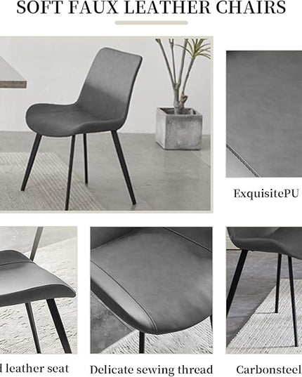 47.2'' Dining Table Set for 4,Modern Wood Dining Table,Leather Dining Chairs 4,Table and Chairs Set of 4,Ideal for Kitchen Dining Room (Cat Scratch Table + 4 Gray Chairs, 47.2")
