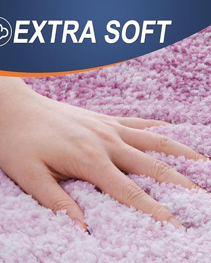 OLANLY Bathroom Rug Set 2 Piece, Soft Absorbent Microfiber Bath Rug Set, Non-Slip, Machine Wash Dry, Plush Shaggy Bath Mats for Bathroom (47"x20"+24"x16", Pinkish-Purple)