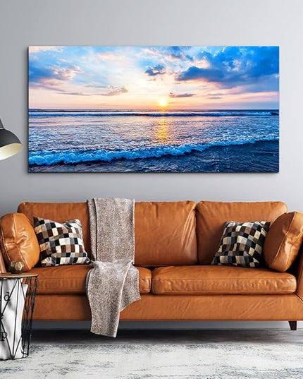 Canvas Wall Art for living room blue beach ocean sea waves landscape Wall Decor Ready to Hang Home Decorations bedroom kitchen bathroom inspirational Canvas prints posters painting wall mural Artwork