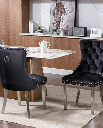 60" Glass Dining Table Set for 4, Modern Dining Room Table Set for 4, Silver X-Shape Pedestal Glass Table with 4pcs Black Dining Chairs, 5 Piece Dining Set for Dining Living Room