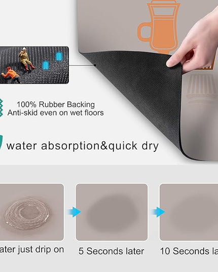 Golener Thick Coffee Maker Bar Mat Countertop,Quick dry mat,Bar Drying Mat,Coffee Bar Tray for Countertop,Coffee Nook Mat,Spill Mat