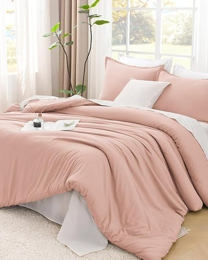 Litanika Pink Twin Comforter Set for Girls, 2 Pieces Kids Blush Plain Bedding Comforter Set, All Season Bed Set (66x90In Comforter & 1 Pillowcase)