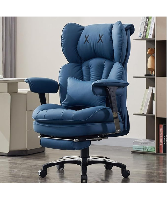 Efomao Big and Tall Office Chair with Footrest – High Back Computer Chair with Adjustable Armrests，Executive Office Chair with Wide Seat, Modern Desk Chair for Home Office, Gaming, or Study, Blue