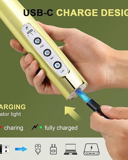 YUSWKO Champagne Gold Handheld Milk Frother Wand for Coffee, Rechargeable Electric Whisk with 3 Heads 3 Speeds Drink Mixer Coffee Frother For Latte, Cappuccino, Hot Chocolate, Egg