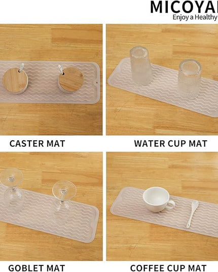 Silicone Dish Drying Mat for Multiple Usage,Easy clean,Eco-friendly,Heat-resistant Silicone Mat for Kitchen Counter,Sink,Bar,Bottle,or Cup Translucent M 17 inches x 6 inches