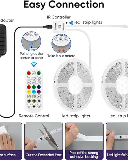 Led Lights for Bedroom IC+RGB 166FT Music Sync Color Changing Led Strip Lights with Remote App Control Led Strip, Led Lights for Room Home Kitchen Decor Party