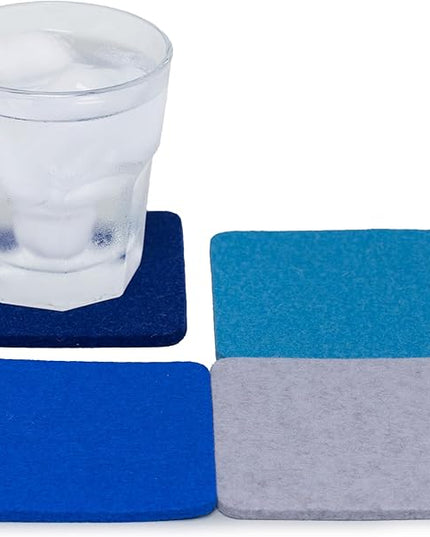 Graf Lantz - Bierfilzl Merino Wool Square Coasters Set of 4 - Sapphire (4"x4"x5mm) - Absorbs 30% of Weight - Natural German Wool - Heat Resistant, Sustainable, Reusable - Home Decor