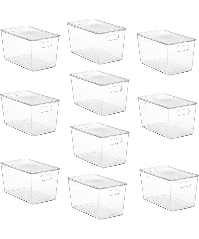 Vtopmart 10 Pack Clear Stackable Storage Bins with Lids,XLarge Plastic Containers with Handle for Pantry Organizer and Storage,Perfect for Kitchen,Fridge,Cabinet, Closet,Bathroom Organization