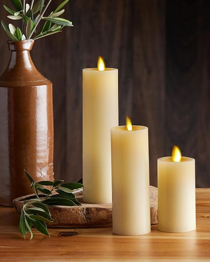 Luminara Classic Slim Flameless LED Candle, Ivory 2" x 4.5, Battery Operated Moving Flame Pillar w/Timer, Safe Realistic Wax Candle, Home Decor