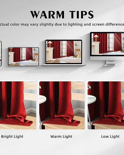 Room Darkening Curtains 54 Inch Length for Bedroom Living Room, Insulated Thermal Grommet Curtain Drapes, Blackout(60-90%,Not 100%) Window Treatment Decor, 2 Panels, 35x54, Red