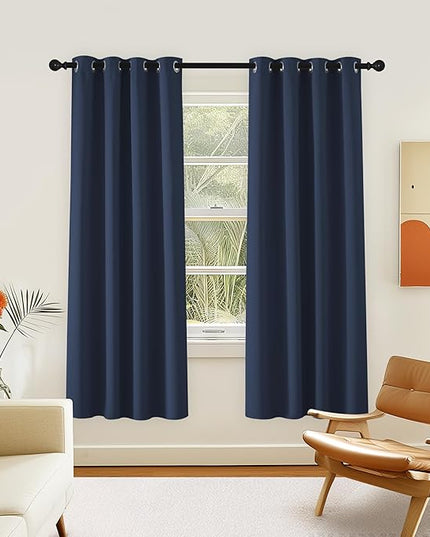 NICETOWN Navy Blue Blackout Bedroom Window Curtain, Grommet Privacy Window Treatment Energy Saving Thermal Insulated Room Darkening for Boys Room, 1 Panel, W46 x L72