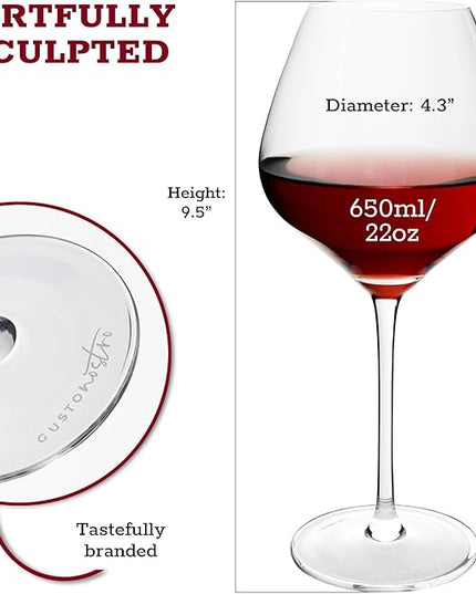 Gusto Nostro Crystal Wine Glasses Set of 4, 22 Oz Long Stem Modern Wine Glasses for White and Red Wine, Dishwasher Safe, Fancy, Elegant, Large and Tall Wine Glass for Wedding Christmas Anniversary