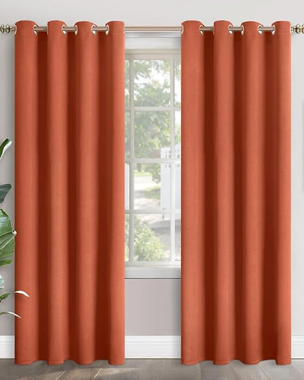 YoungsTex Terracotta Blackout Curtains 84 Inches Length for Living Room - Burnt Orange Thermal Insulated Drapes with Grommet Room Darkening Privacy for Living Room, 2 Panels, 52 x 84 Inch