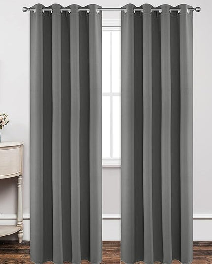 Joydeco Blackout Curtains 120 Inch Length 2 Panels Set, Thermal Insulated Long Curtains& Drapes 2 Burg, Christmas Drapes for Living Room Bedroom Window