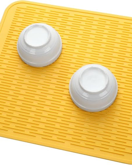 Silicone Dish Drying Mat for Multiple Usage,Easy clean,Eco-friendly,Heat-resistant Silicone Mat for Kitchen Counter or Sink,Refrigerator or Drawer Liner Yellow 2XL 24 inches x 18 inches