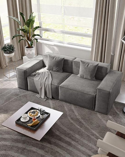 POVISON 83" Modular Sectional Sofa for Living Room Modern Large Sectional Couches Velvet Loveseat Oversized Deep Seat Sofa Set 2 Seater Big Comfy Cloud Couch for House Office