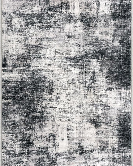 IOHOUZE Small Abstract Area Rug 2x3 Ft Entryway Rugs Washable Door Mat Indoor Entrance, Rubber Backed Throw Rugs, Printed Faux Wool Non Slip Floor Carpet for Foyer Front Door Sink, Black Grey