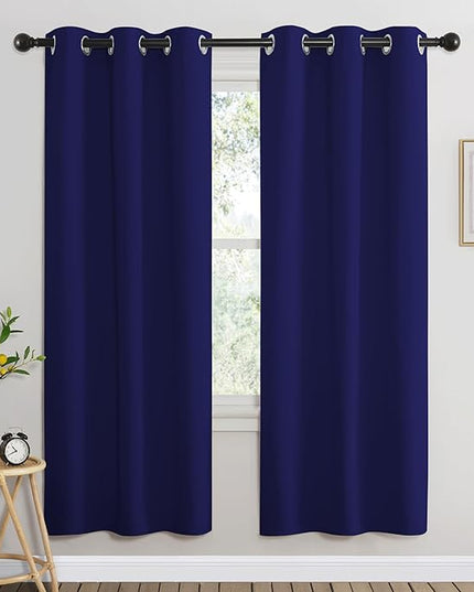NICETOWN Blackout 72 inch Curtains for Kids Room, Grommet Room Darkening Thermal Insulated Solid Window Treatments Sound Reducing for Bedroom, 2 Panels, W37 x L72, Navy Blue
