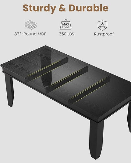 GarveeHome Farmhouse Dining Table for 6-8 People, 71 in Long Kitchen Tables with Wooden Sturdy Frame, 6 ft Large Rectangular Dinner Table for Dining Room, Kitchen, Black, 71" Non-extendable