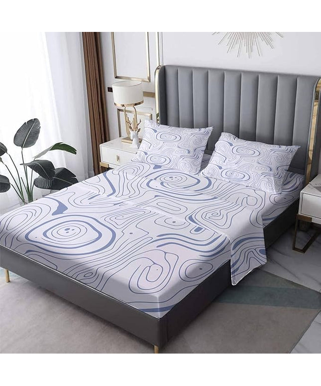 Abstract Sheets Full Size & Bedroom Decor - Abstract Decor, Blue and White Bed Sheets, Soft Breathable Microfiber Deep Pocket Patterned Bedding Sheets & Pillowcases