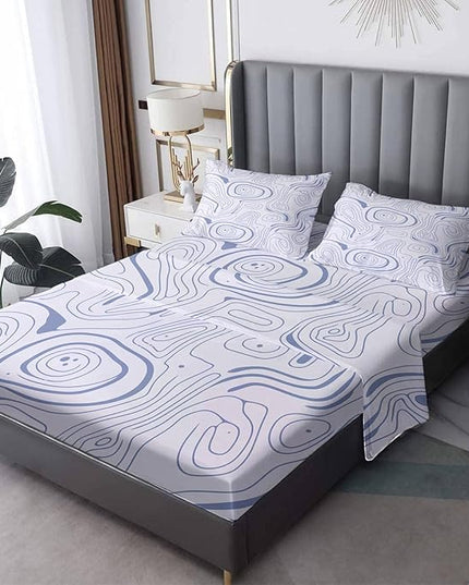 Abstract Sheets Twin & Bedroom Decor - Abstract Decor, Blue and White Bed Sheets, Soft Breathable Microfiber Deep Pocket Patterned Bedding Sheets & Pillowcases