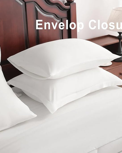 NTBAY Queen Comforter Set with Sheets, 7 Pieces Soft and Breathable Queen Bedding Set, Bed in a Bag, Down Alternative Comforter Set Solid Color All Season, Queen Bedding Set, White
