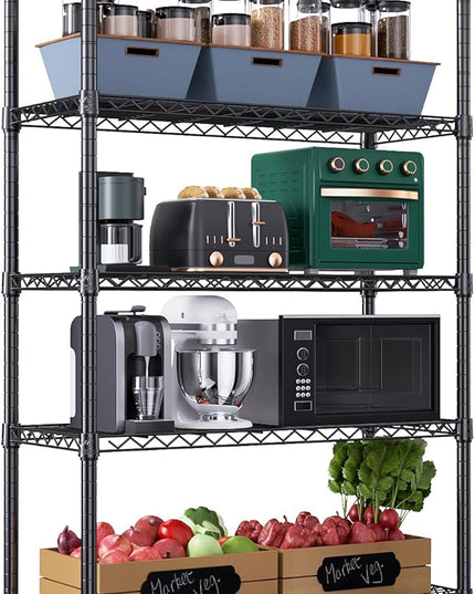 1750 lbs Steel Storage Shelving 5-Tier Utility Shelving Unit Steel Organizer Wire Rack for Home,Kitchen,Office,Garage, 1750 LBS Capacity 17.7" D x 47.2" W x 72.3" H