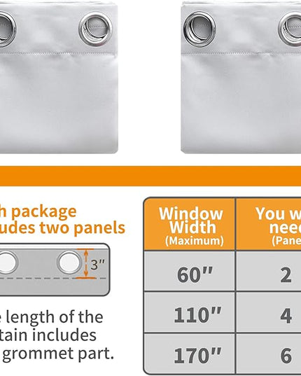 YoungsTex Room Darkening Curtains 54 Inch Length for Bedroom - Thermal Insulated with Grommet Blackout Window Drapes for Short Living Room, 2 Panels, 42 x 54 Inch, Greyish White