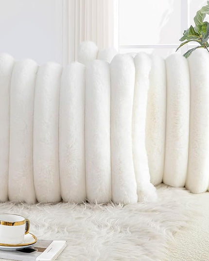 Touchat Double-Sided Rabbit Fur Pillow Covers Set of 2-16x16 Inch Ultra Plush Decorative Throw Pillows for Sofa, Bed & Home Decor, Cream