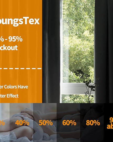 YoungsTex Blackout Curtains 68 Inches Length - Thermal Insulated with Grommet Room Darkening Window Drapes for Living Room Bedroom, 2 Panels, 42 x 68 Inch, Dark Grey